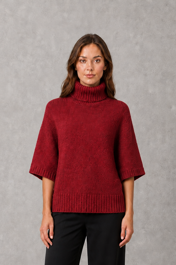 Birdie - Women's High Neck Batwing Knit Jumper - photo 7
