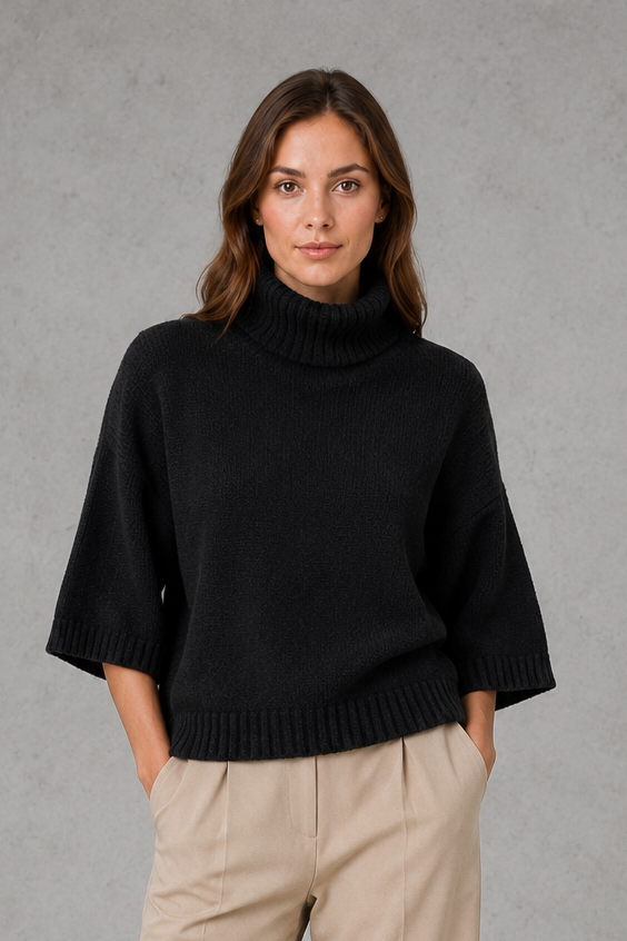 Birdie - Women's High Neck Batwing Knit Jumper - photo 8