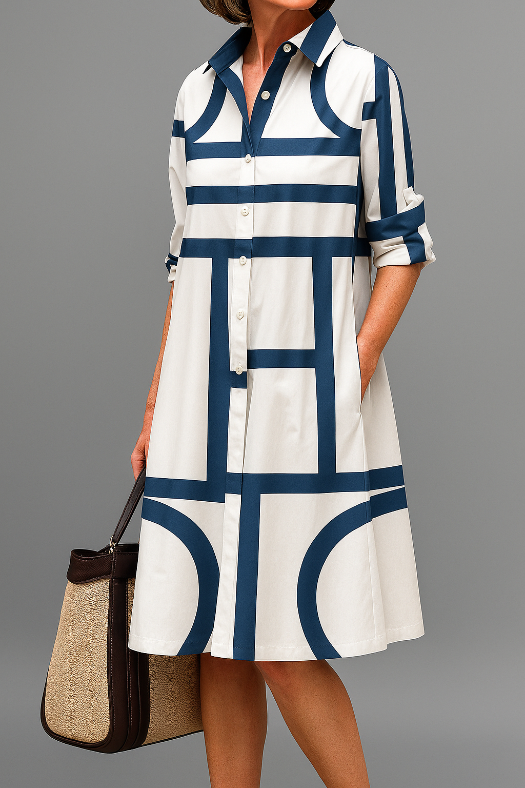 Ravenna - Women's Midi Dress with Fluid Drape