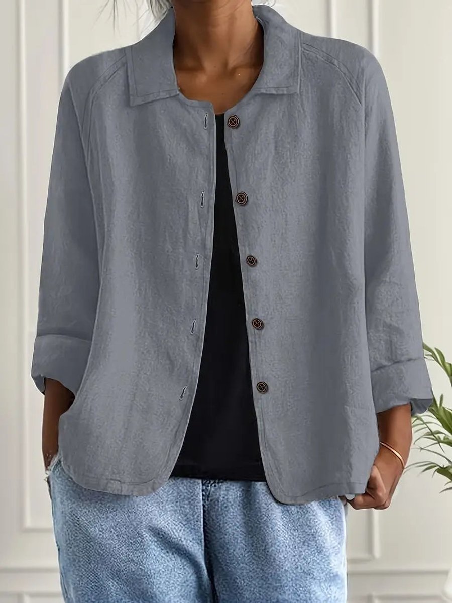 Blythe - Women's Relaxed-fit Button-front Lightweight Linen Shirt - photo 8