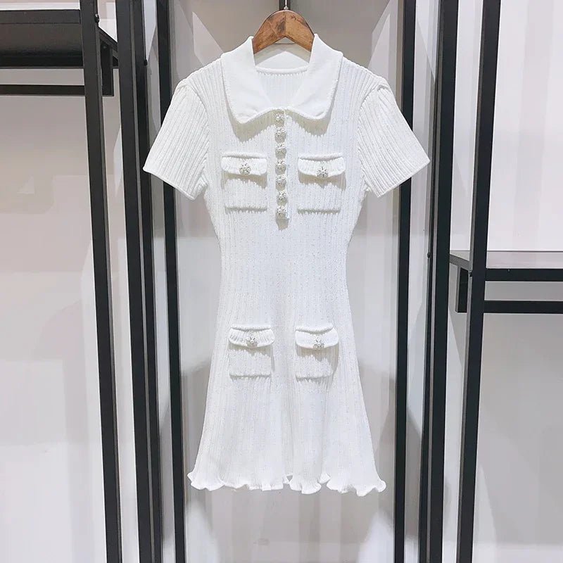 Bridget - Women's Knitted Mini Dress with Sequins - photo 6