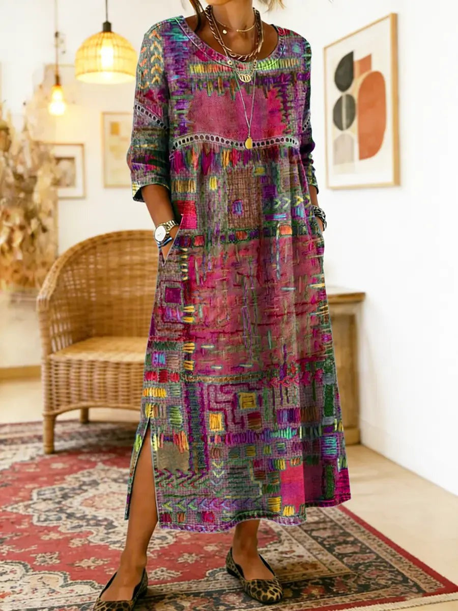 Brigitta - Women's Midi Dress with Boho Print - photo 3