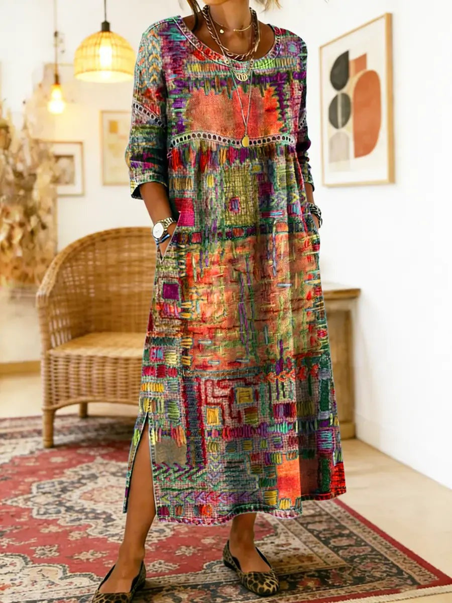 Brigitta - Women's Midi Dress with Boho Print - photo 7