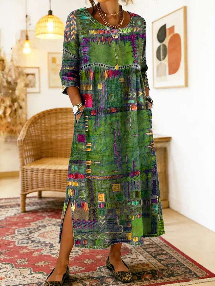 Brigitta - Women's Midi Dress with Boho Print - photo 9