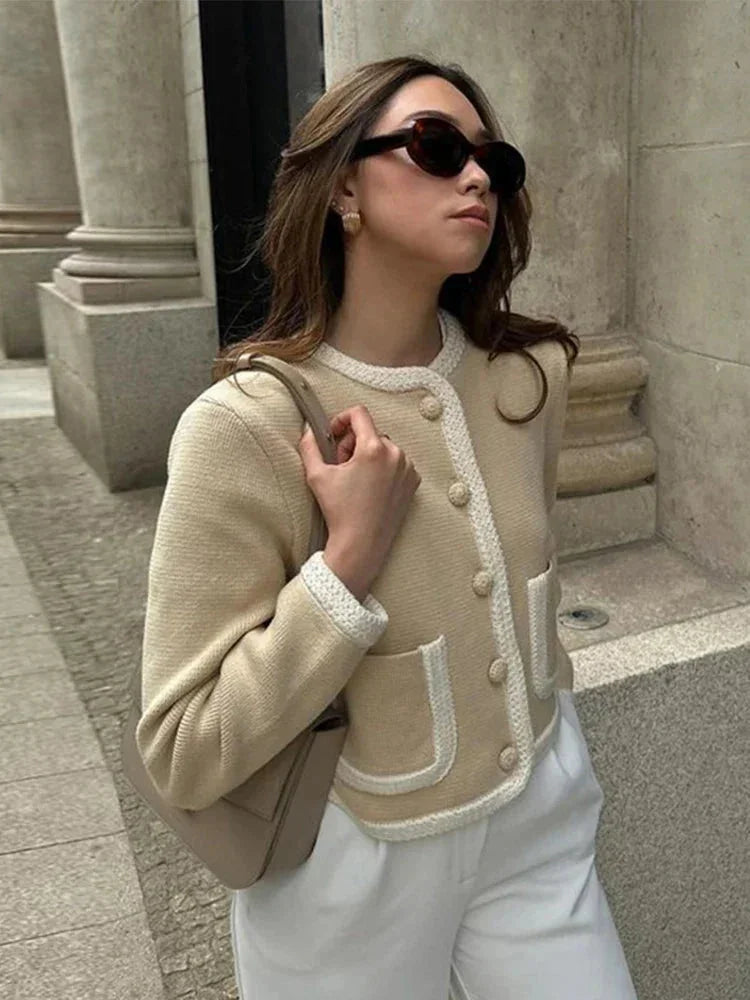 Brittany - Women's Knitted Jacket with Button Front - photo 1