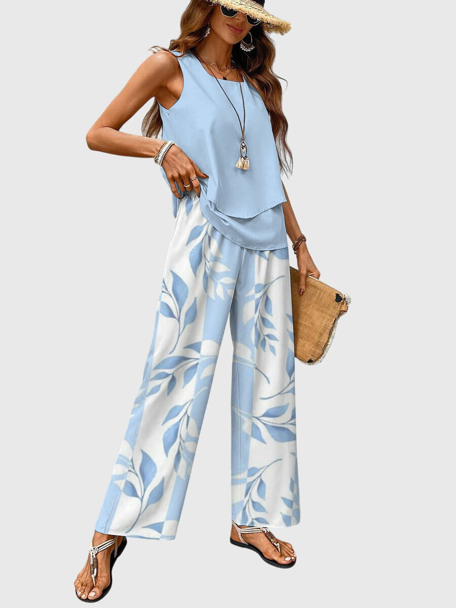 Bernadette - Women's Printed Two-Piece Set with a Square Neckline