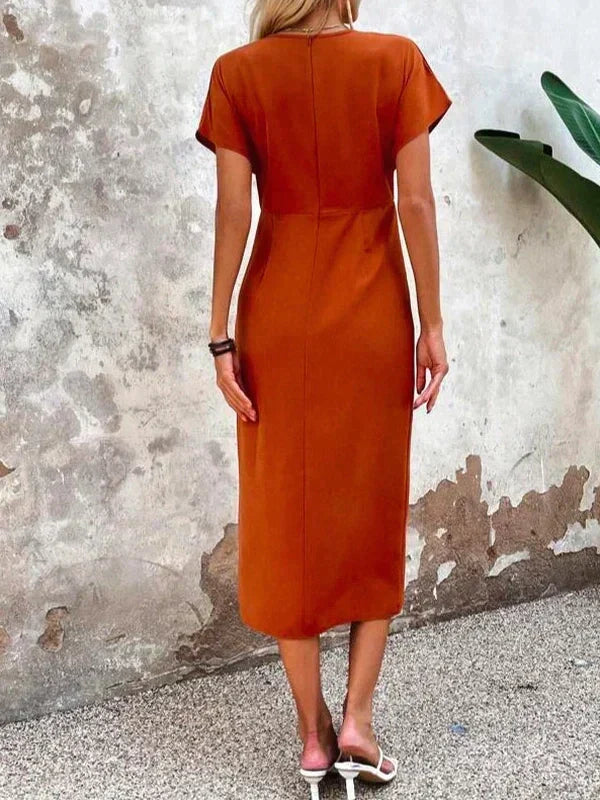 Women's Wedding Guest Midi Dress with Flattering Drape - photo 5