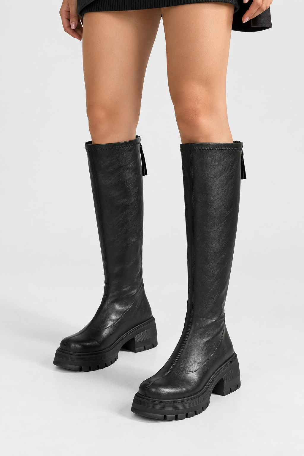 Women's Chunky Knee High Boots with Lug Sole