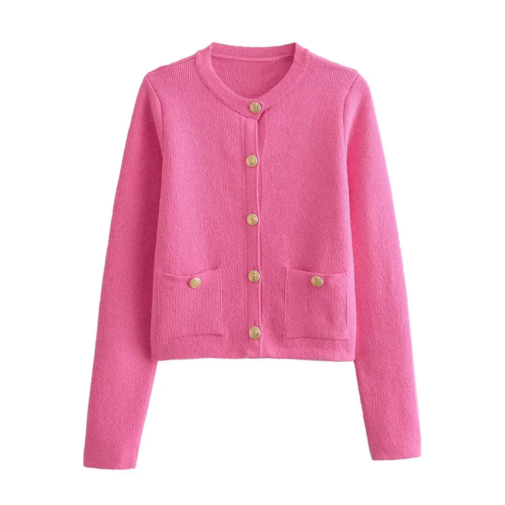 Talia - Women's chic knitted cardigan with buttons - photo 1