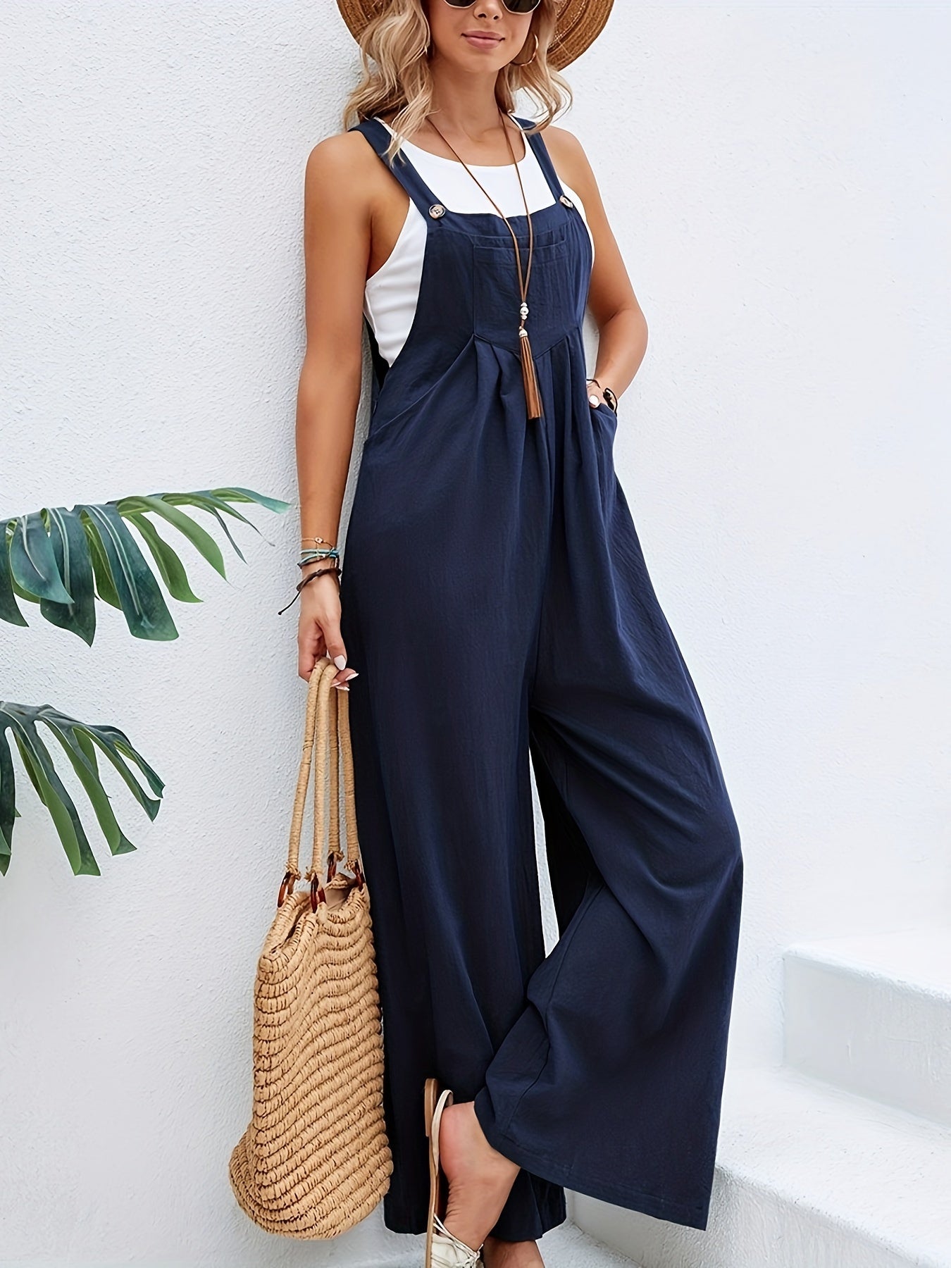 Camilla - Women's Linen Jumpsuit with Straps