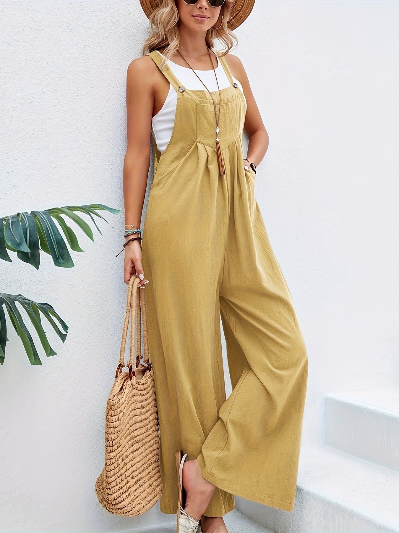 Camilla - Women's Linen Jumpsuit with Straps