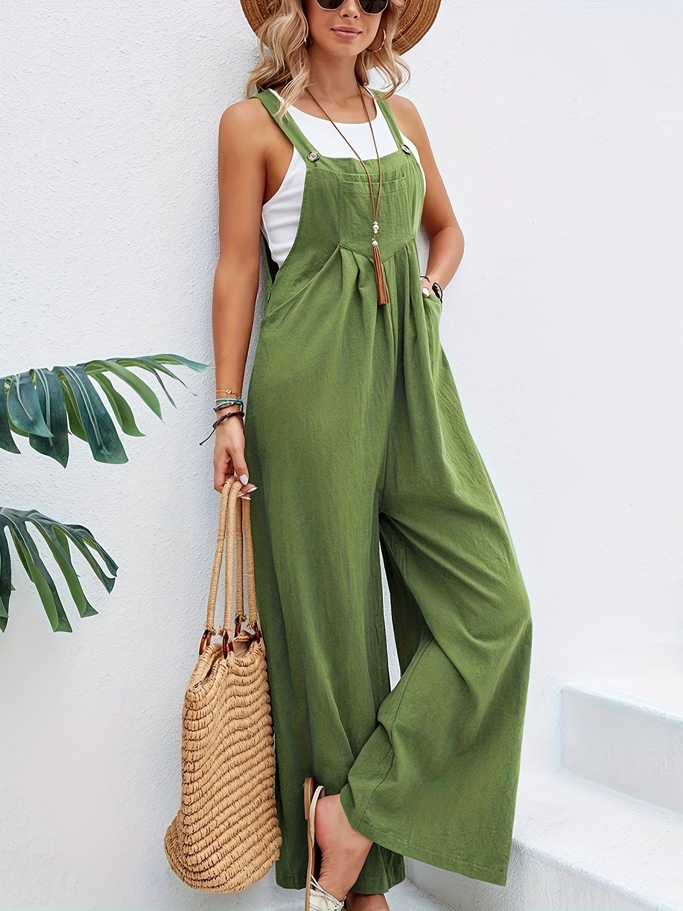 Camilla - Women's Linen Jumpsuit with Straps