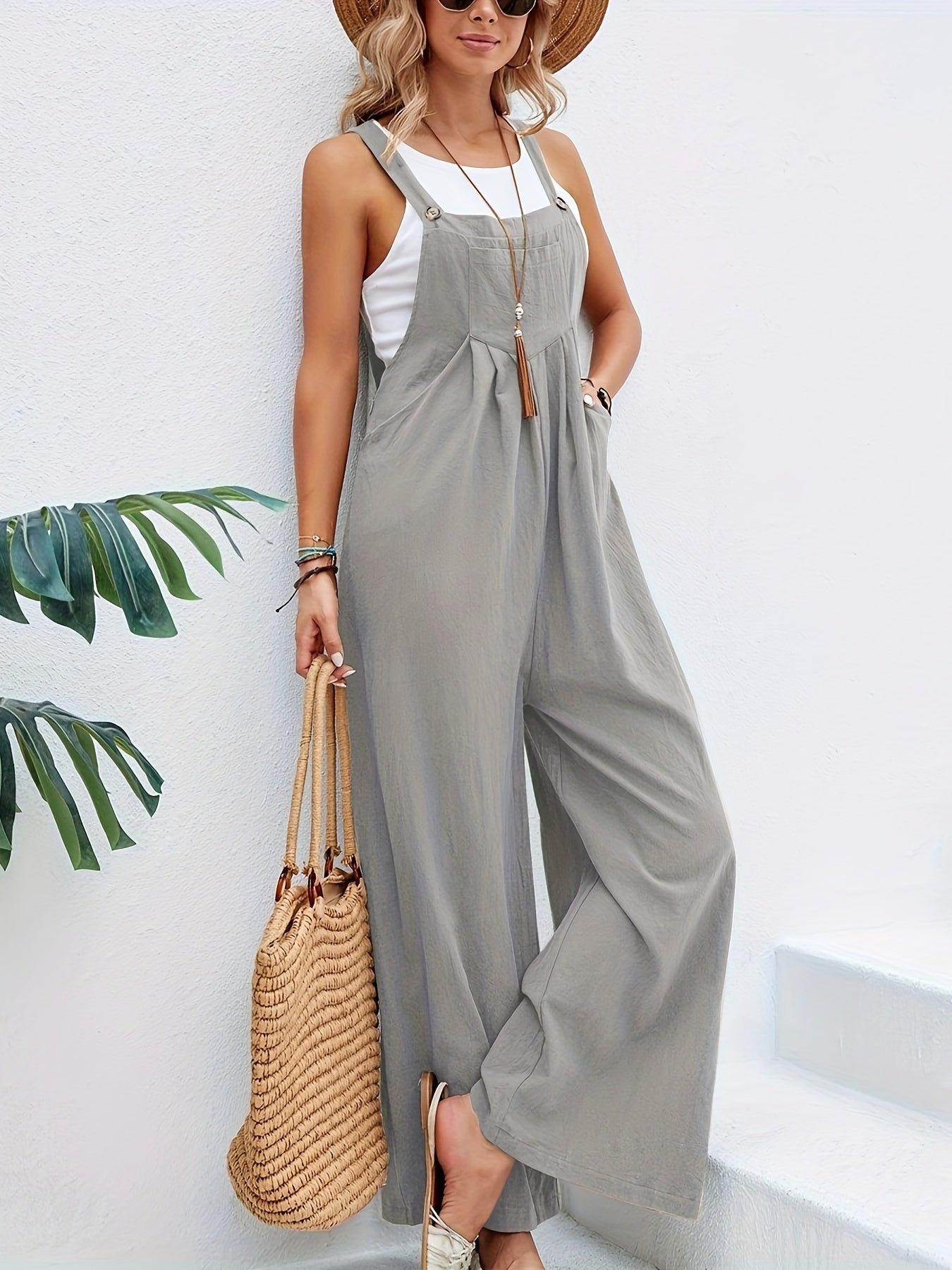 Camilla - Women's Linen Jumpsuit with Straps