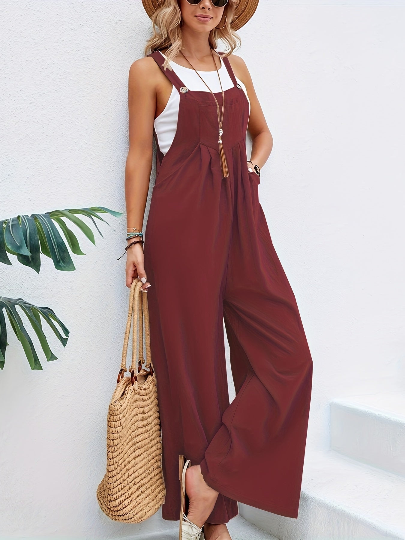 Camilla - Women's Linen Jumpsuit with Straps