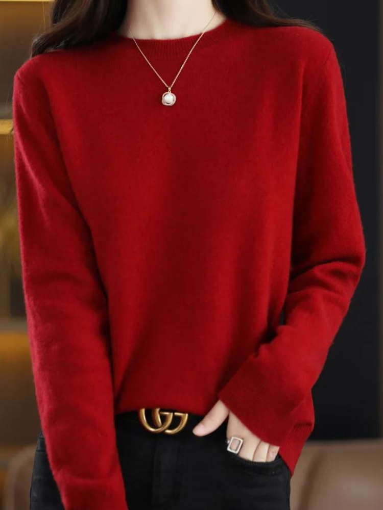 Chrissie - Women's Knitted Jumper with Crew Neck and Long Sleeves - photo 11