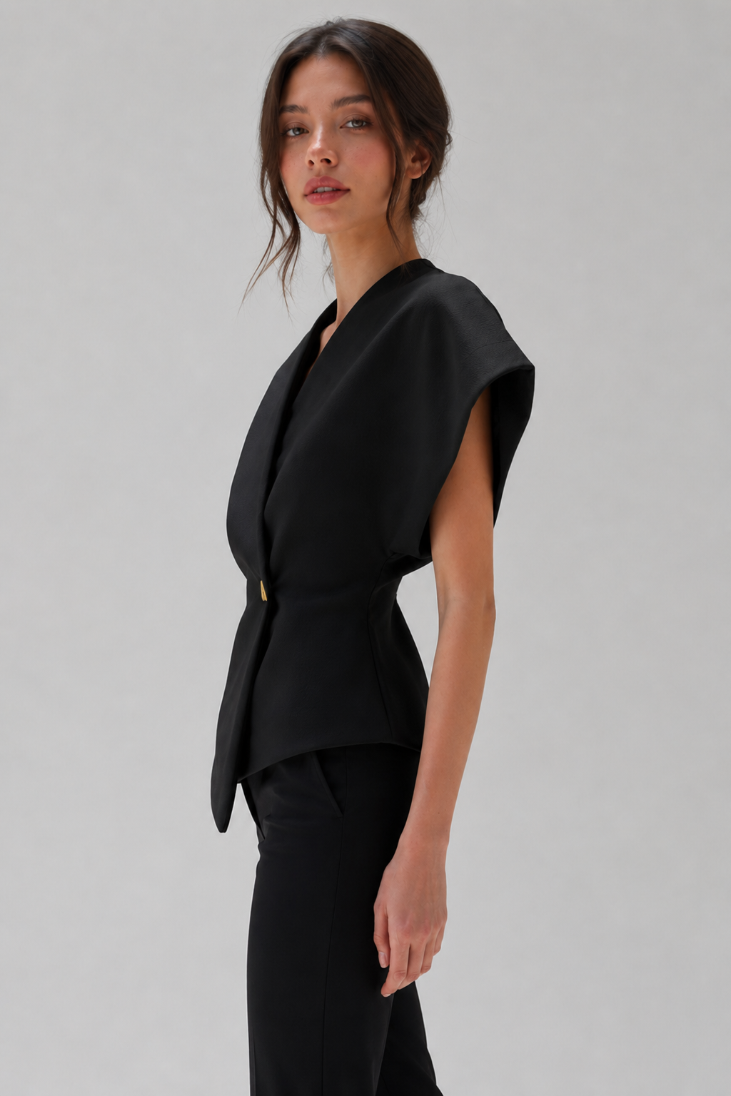 Women's Wrap Front Peplum Top with Cap Sleeves