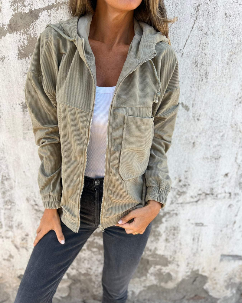 Clothilde - Women's Corduroy Jacket with Hood - photo 3