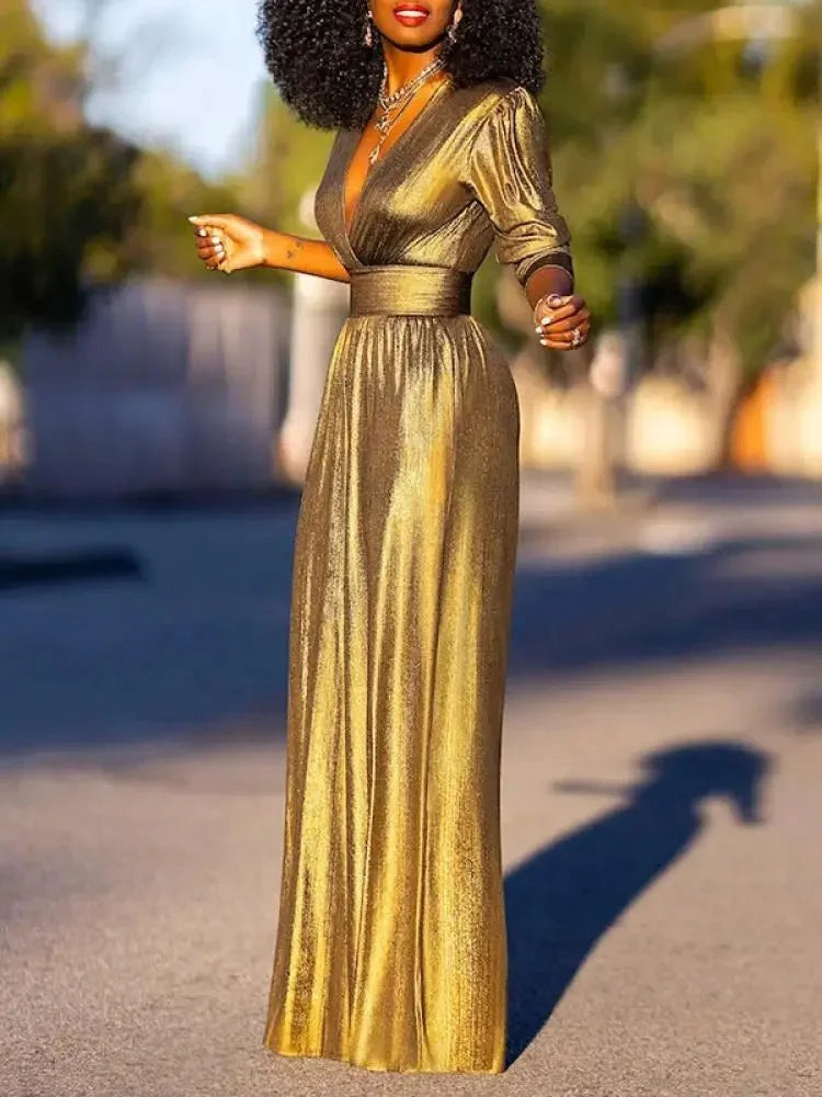 Tallulah - Women's jumpsuit with long sleeves and a shiny satin effect - photo 7