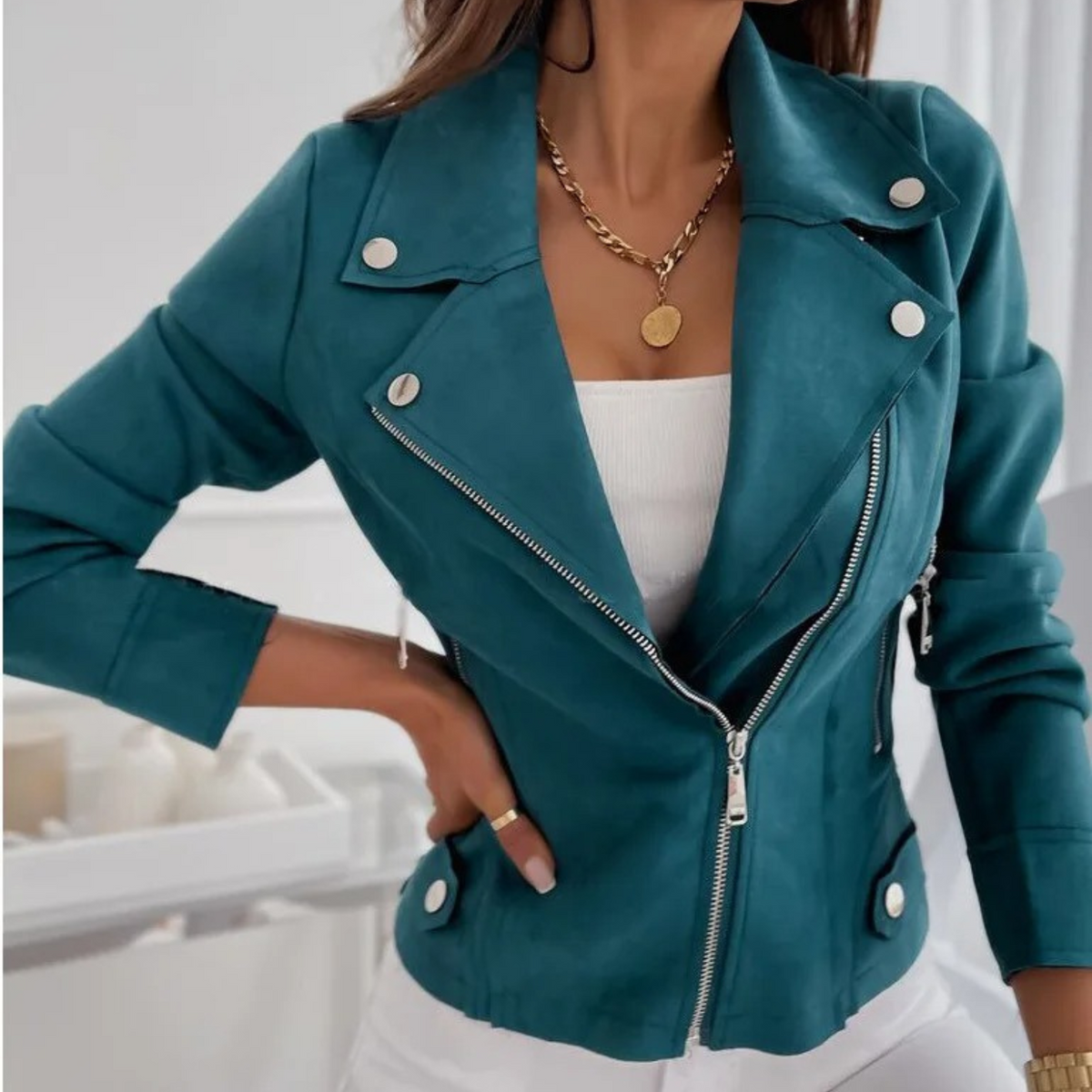 Coralie - Women's Relaxed Jacket with Button Front - photo 2