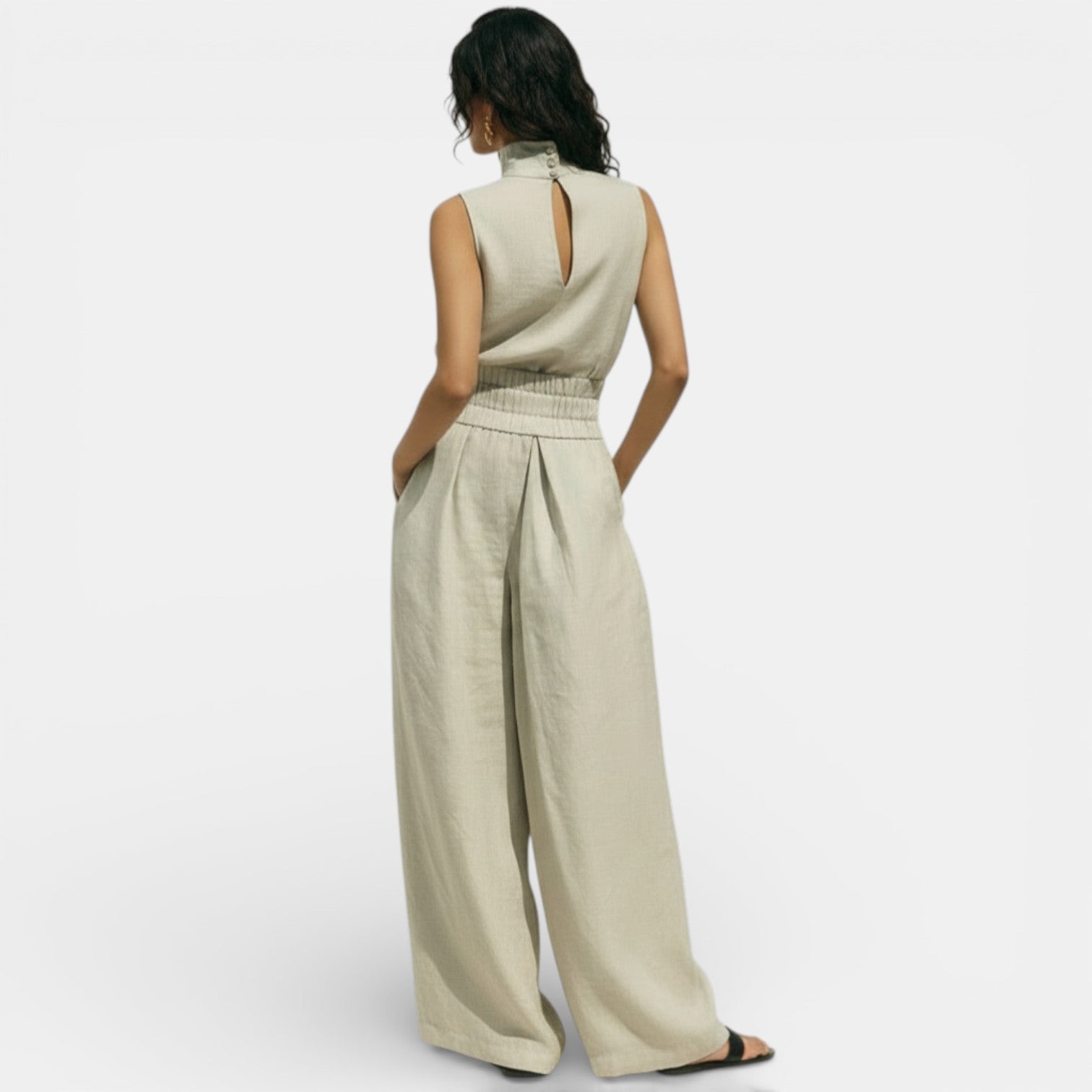 Women's Sleeveless High Neck Wide Leg Set - photo 3
