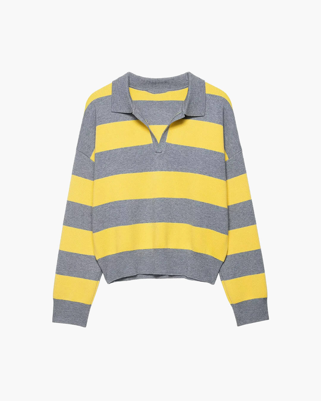 Diana - Women's Knitted Jumper with Stripe and V-Neck - photo 4