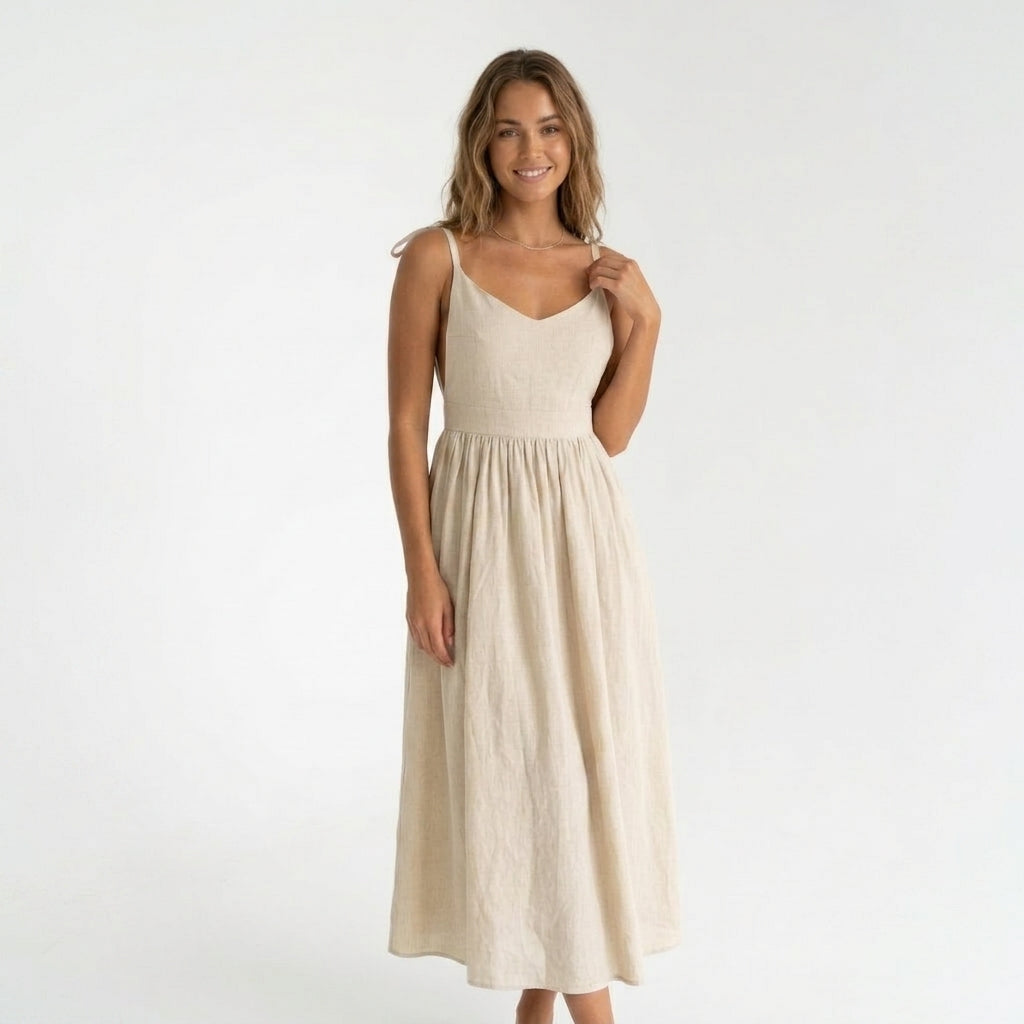 Domitilla - Women's Midi Dress with V-Neck - photo 1