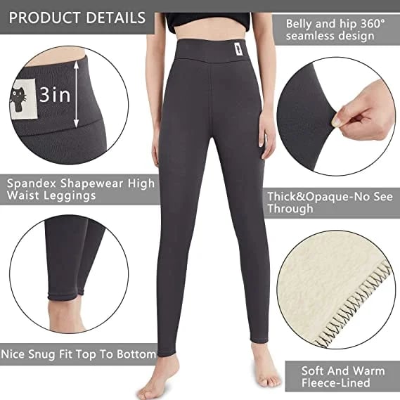 Dorette - Women's Fleece-Lined Leggings with High Waist - photo 7