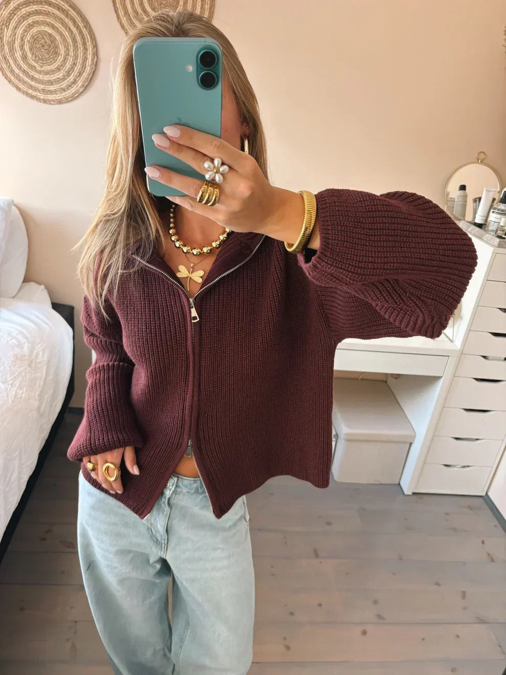 Doris - Women's Cardigan with Zip Front and Chunky Sole - photo 2