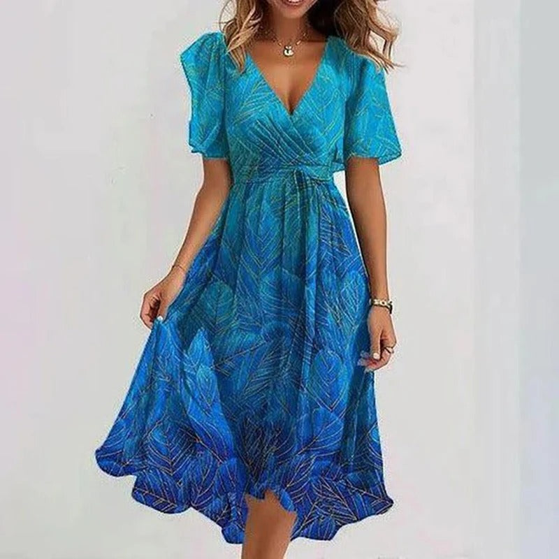 Robe Femme Midi Fleurie à Volants