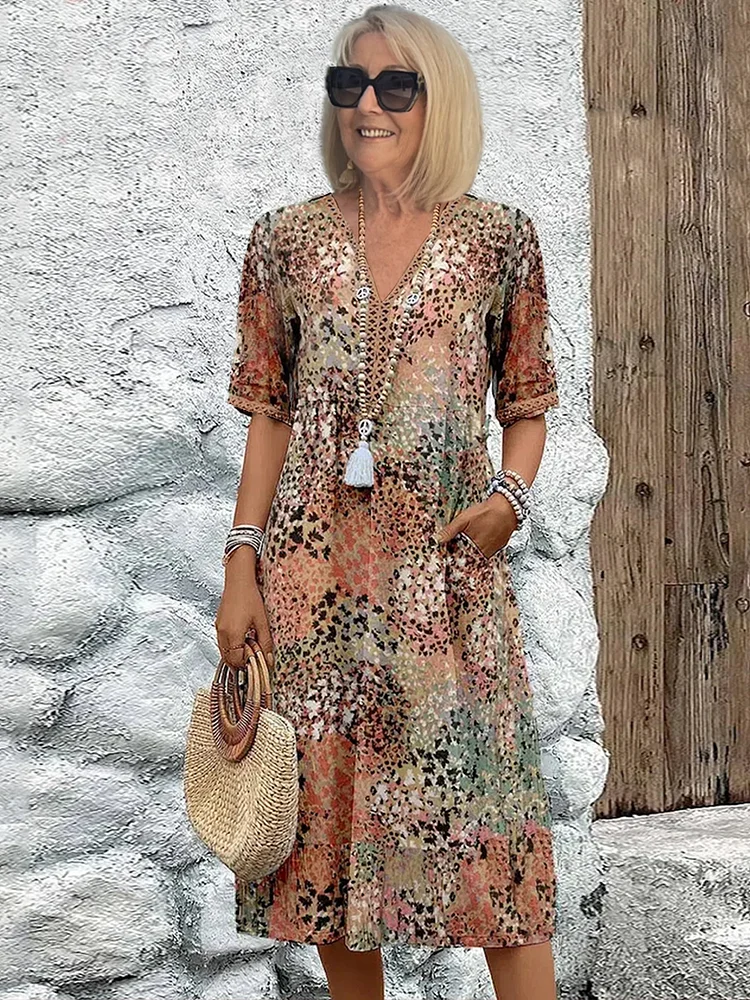 Harper | Elegant Floral Midi Dress with Tummy Coverage - photo 1