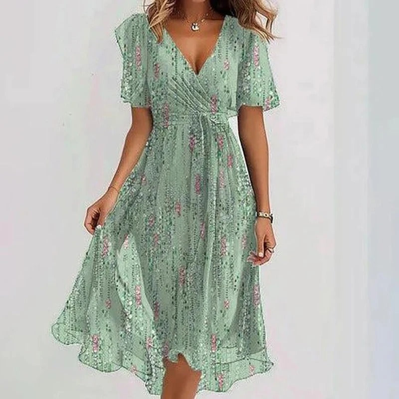 Rosalie - Women's Ruffled Floral Midi Dress - photo 2