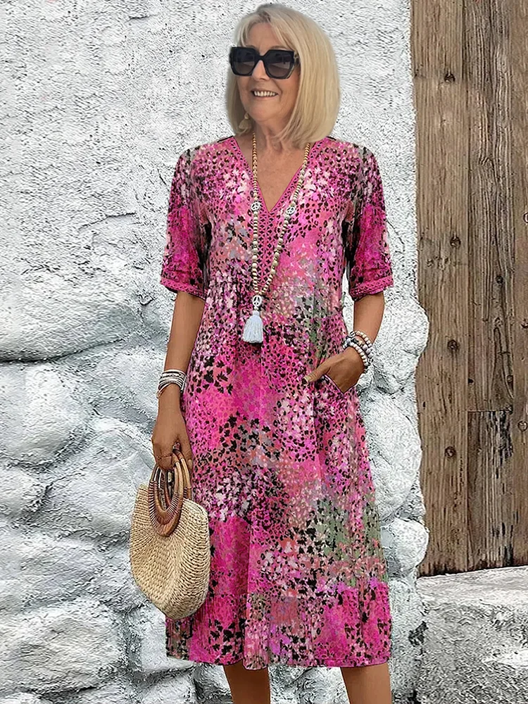 Harper | Elegant Floral Midi Dress with Tummy Coverage - photo 2