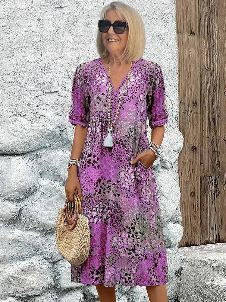 Harper | Rochie midi florală elegantă cu acoperire pentru abdomen