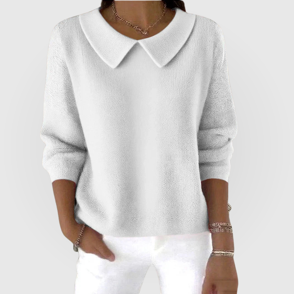 Drusilla - Women's Knitted Jumper with Collar - photo 3
