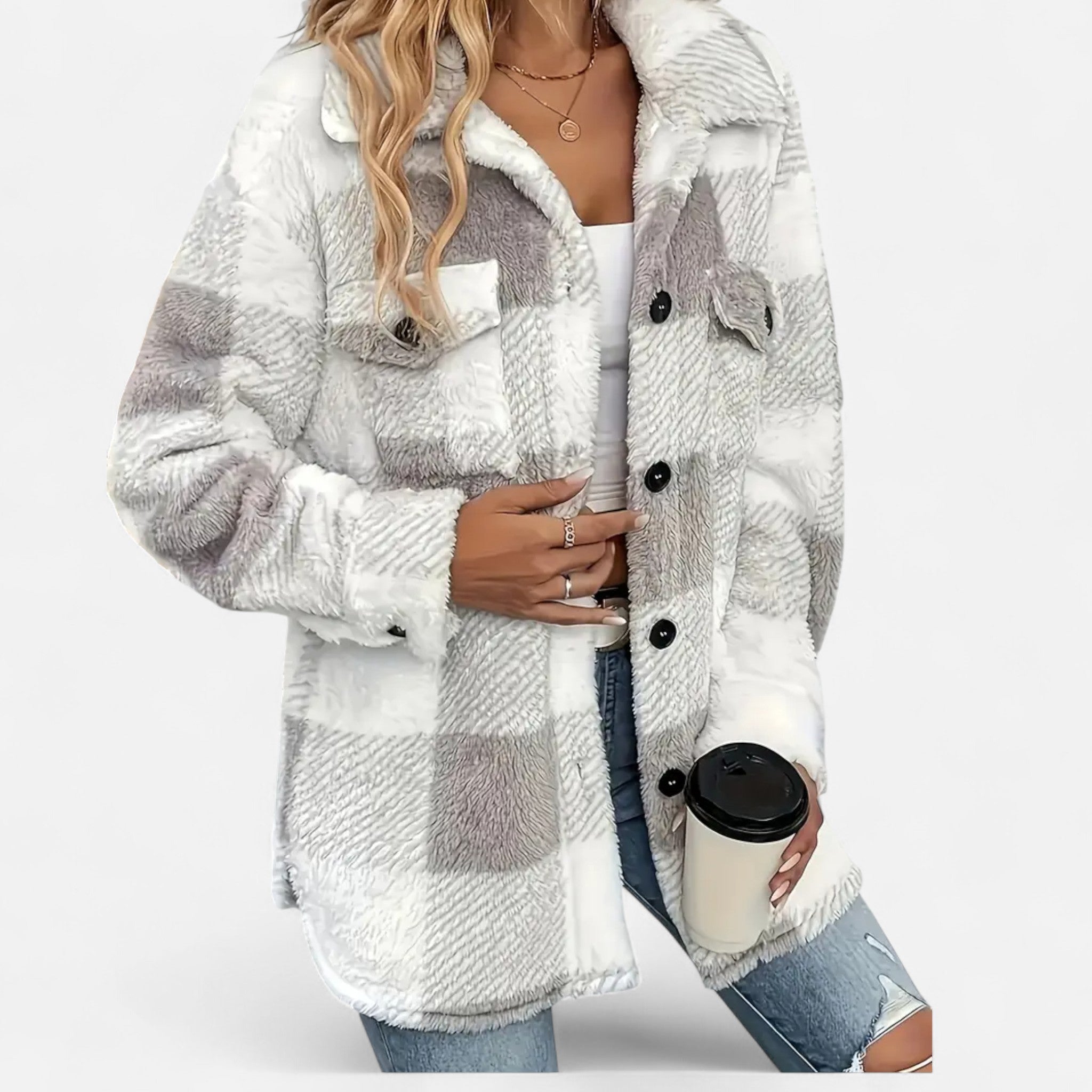Women's Plaid Oversized Shacket with Button Front