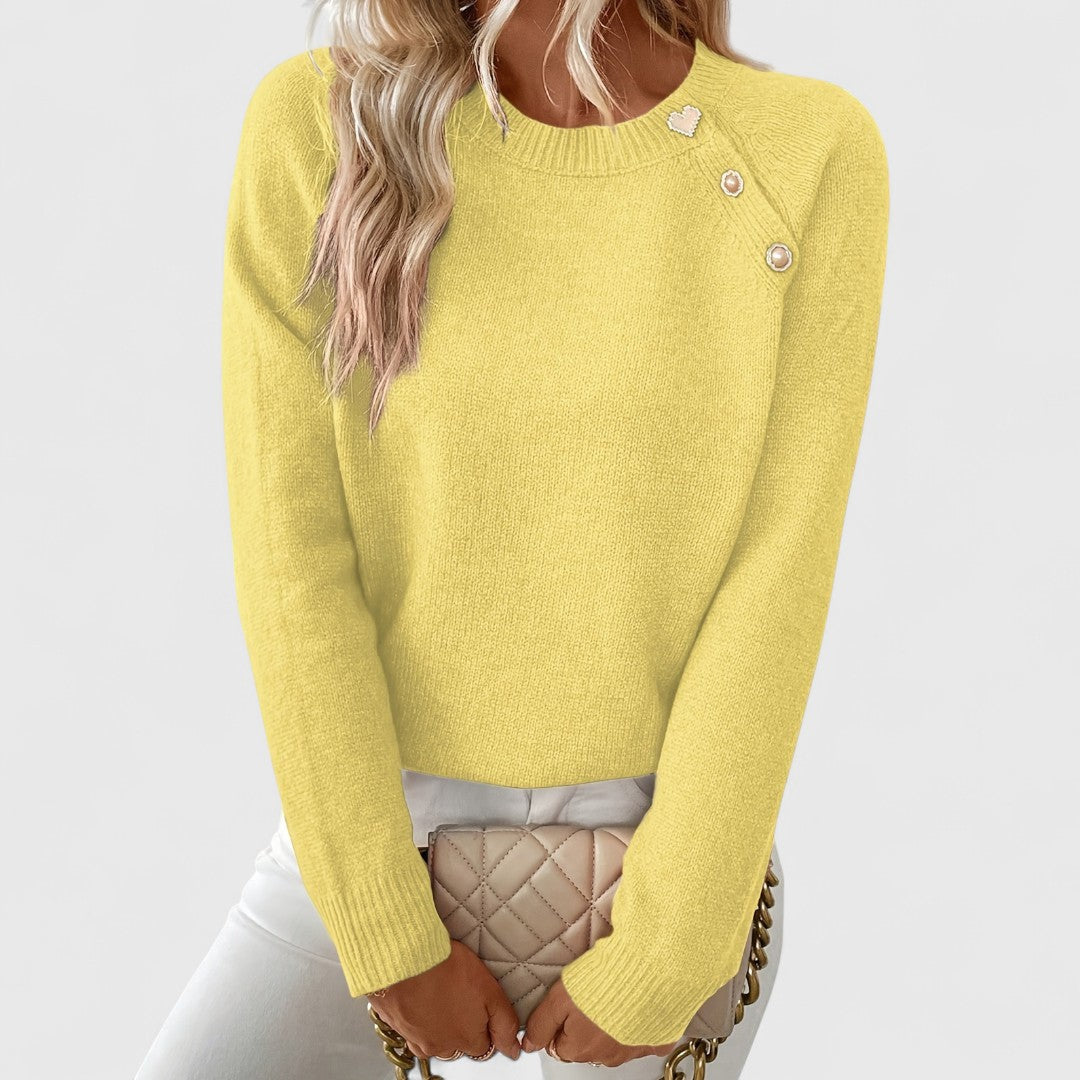 Edwina - Women's Crew Neck Jumper with Button Shoulder - photo 11