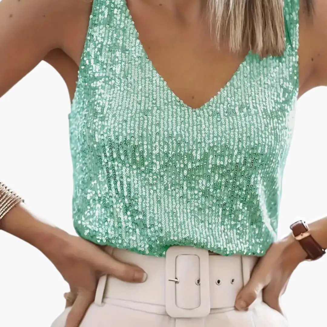 Christie - Women's Sequin Vest Top with a V Neck