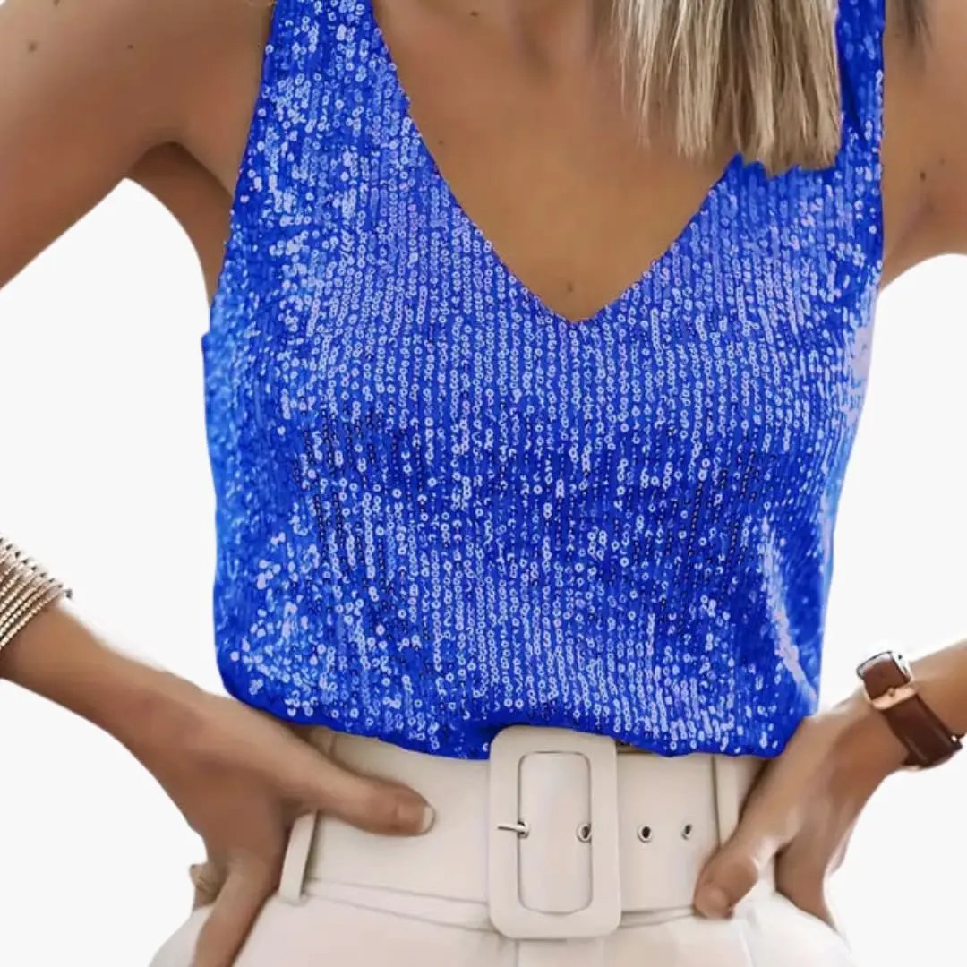 Christie - Women's Sequin Vest Top with a V Neck