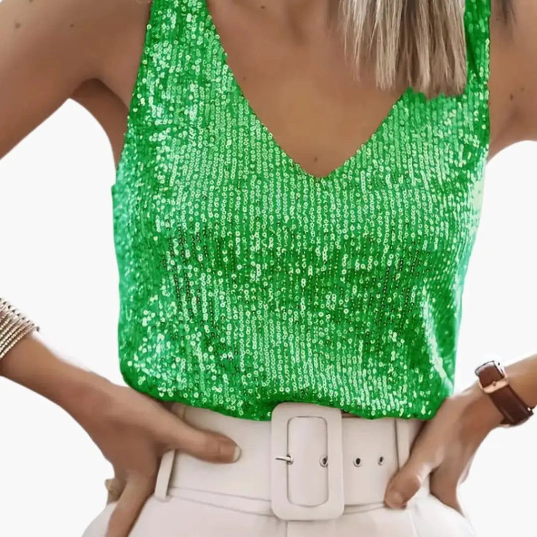 Christie - Women's Sequin Vest Top with a V Neck