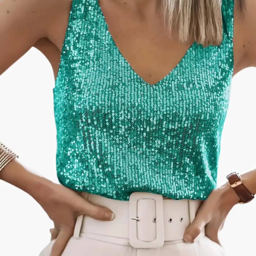 Christie - Women's Sequin Vest Top with a V Neck