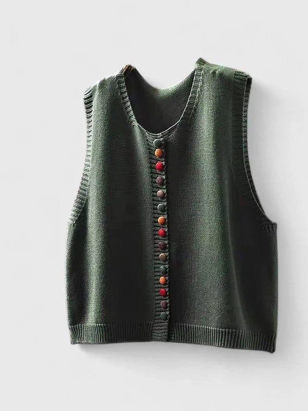 Regina - Women's Button-Front Cardigan with Colour Blocks