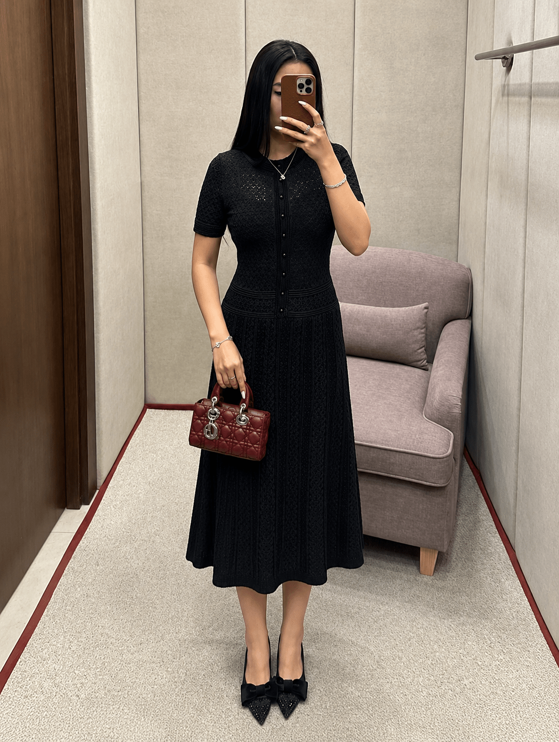 Elinor - Women's Knitted Midi Dress with Button Front - photo 2