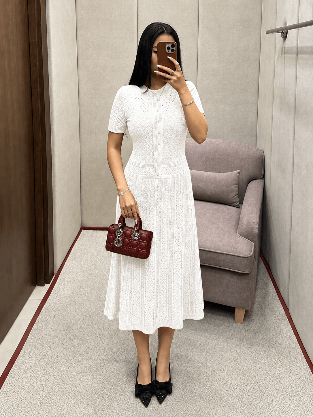 Elinor - Women's Knitted Midi Dress with Button Front - photo 3