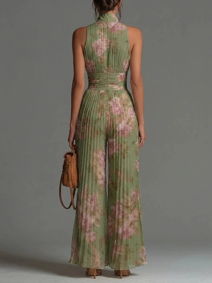 Elissa - Women's Floral Halter Neck Wide Leg Jumpsuit - photo 2