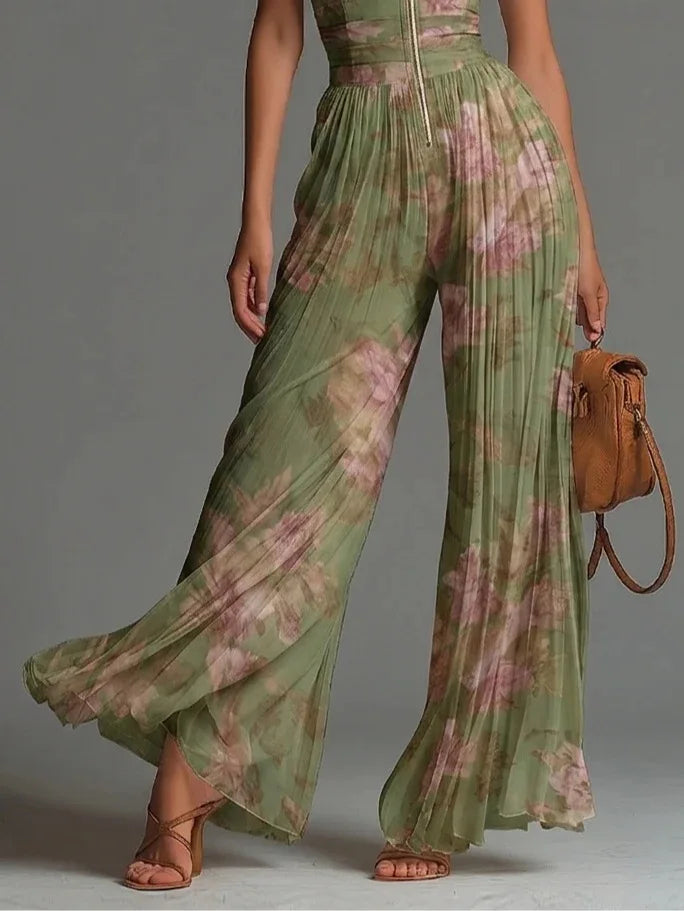 Elissa - Women's Floral Halter Neck Wide Leg Jumpsuit - photo 4