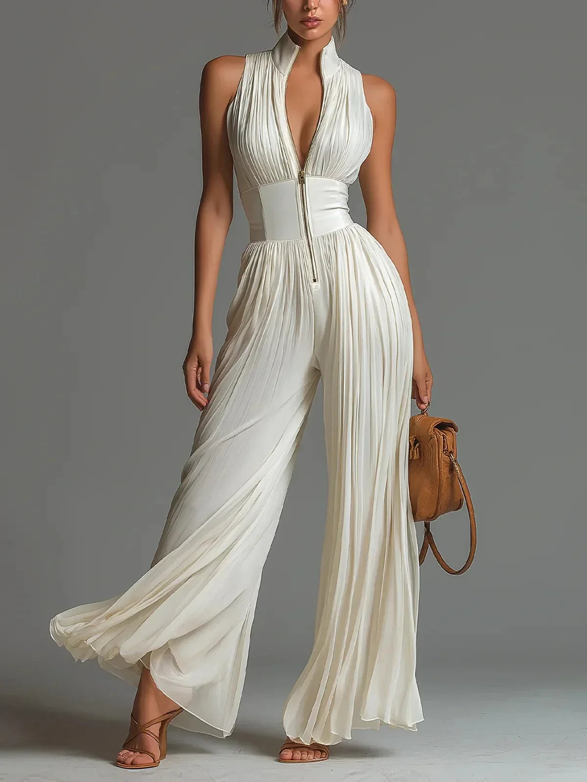 Elissa - Women's Floral Halter Neck Wide Leg Jumpsuit - photo 5