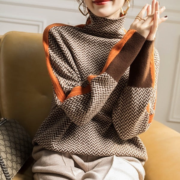 Ellery-Rose - Women's Jumper with Stripe and Roll Neck - photo 4