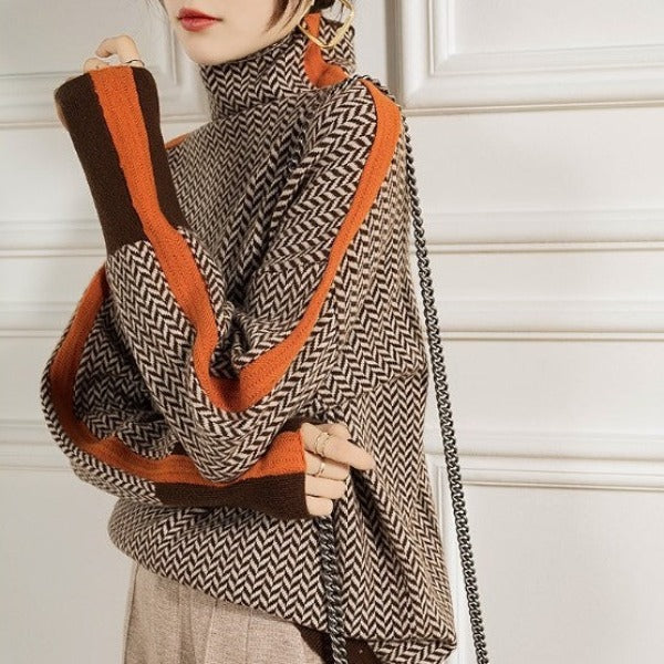 Ellery-Rose - Women's Jumper with Stripe and Roll Neck - photo 5