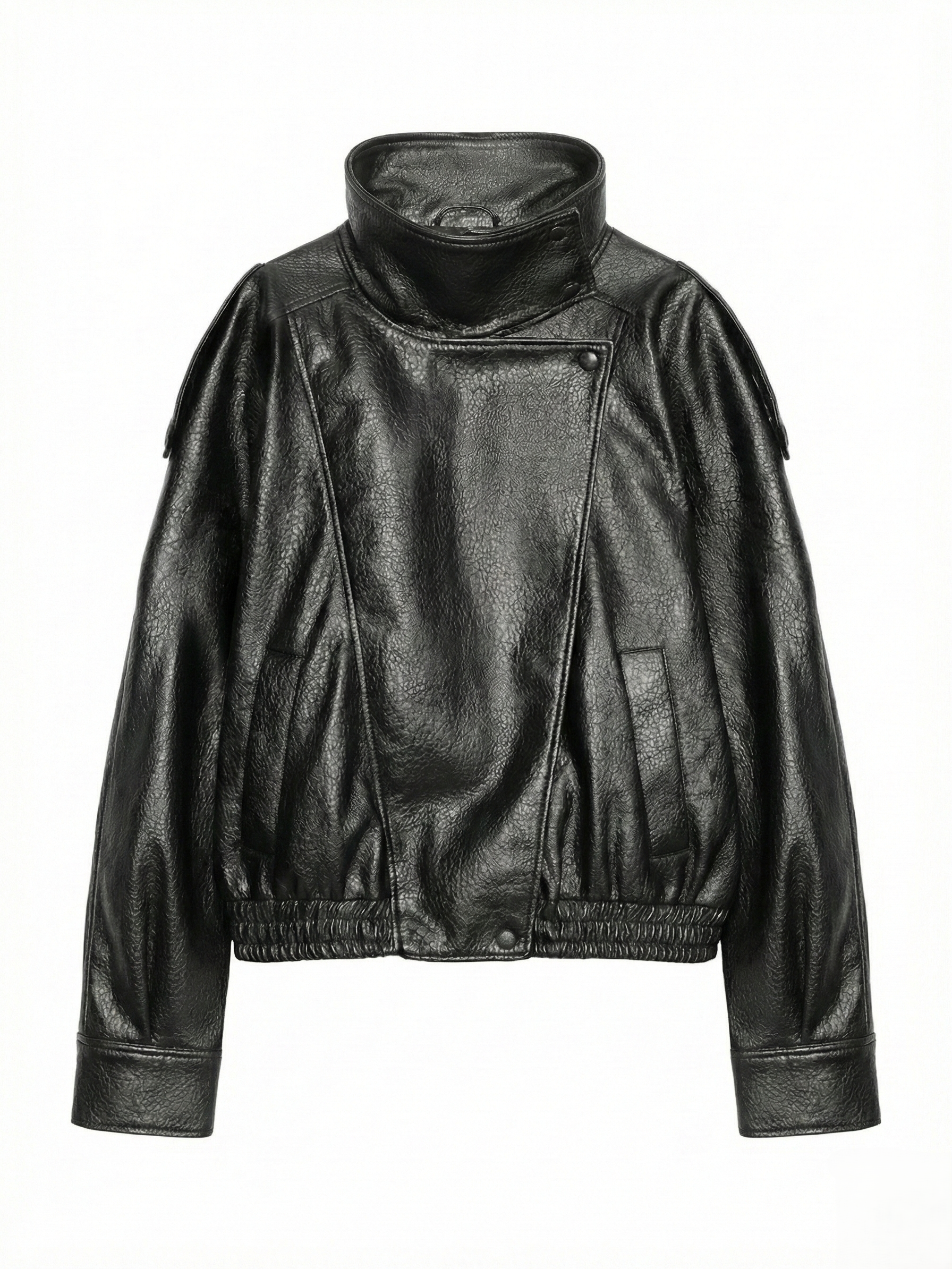 Elsa - Women's Oversized Structured High-neck Faux Leather Jacket - photo 1
