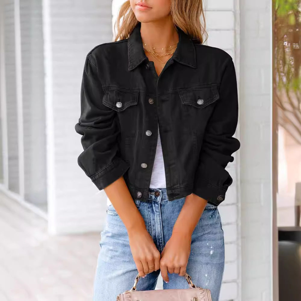 Elsie - Women's Denim Jacket with Button Front and Side Pockets - photo 7